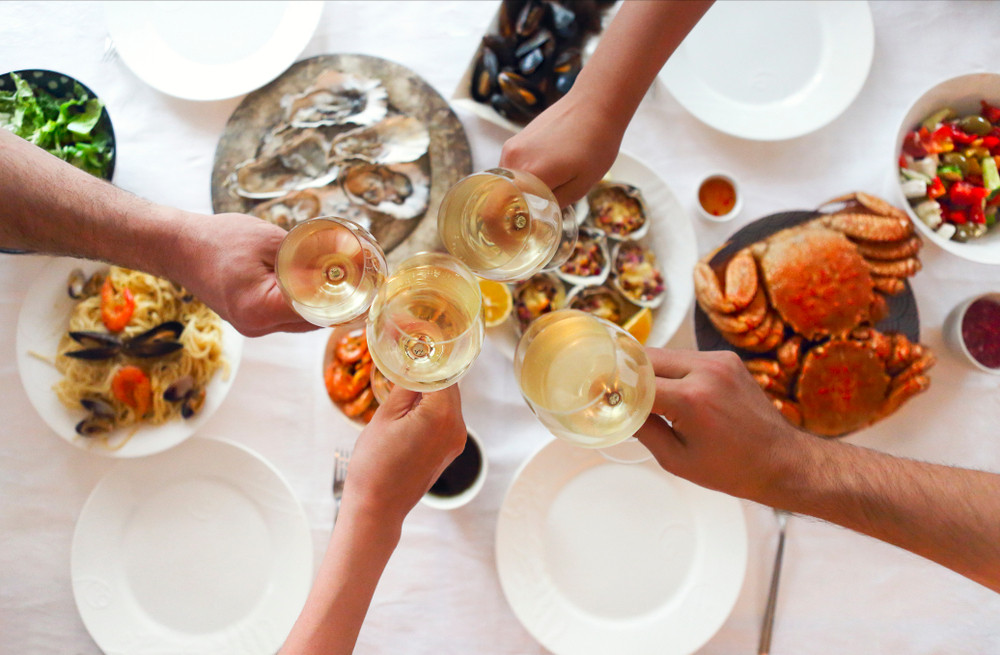 vin et fruits de mer