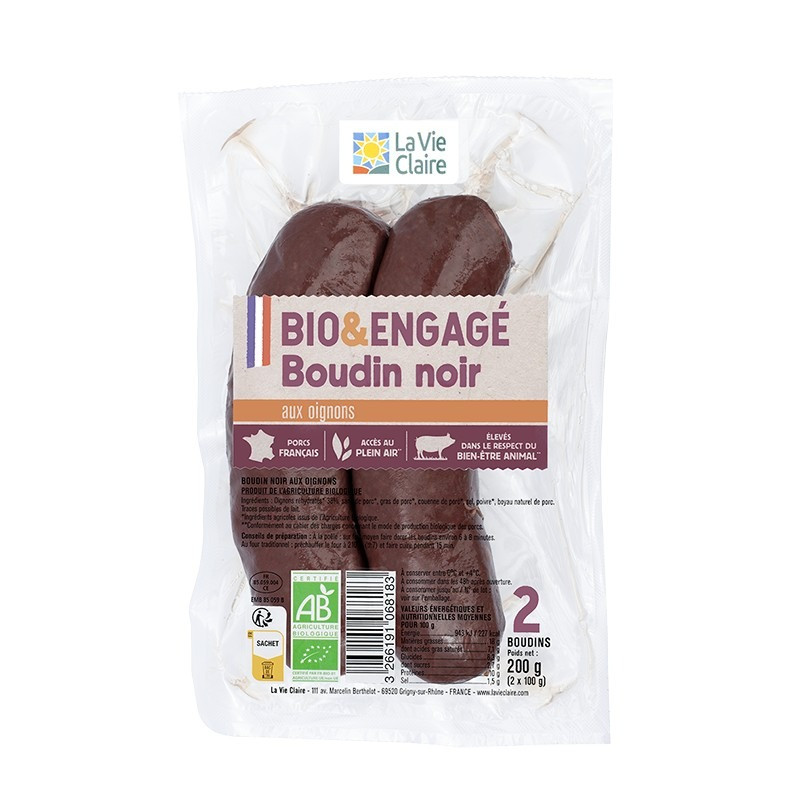 ALERTE RAPPEL — Boudin noir aux oignons x2 200 g (La Vie Claire) — Risque de corps étrangers métalliques