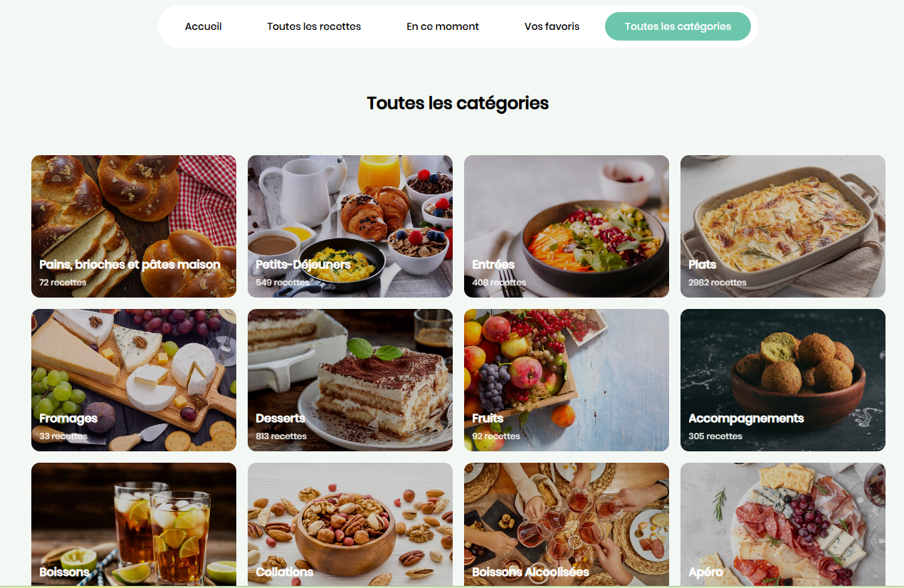 catégories recettes CROQ