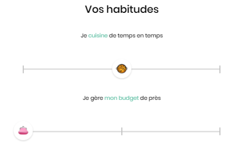 Réglage des habitudes temps de cuisine et budget