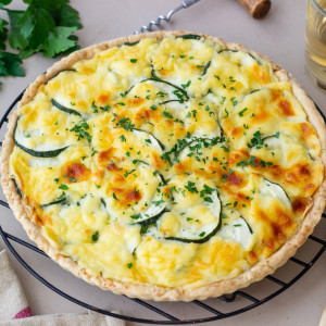 Quiche courgette, mozzarella et lardons