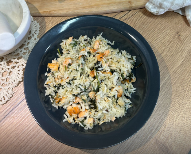 Recette de One pot rice épinards et saumon