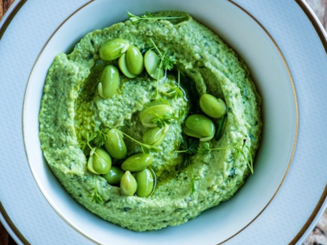 Recette de tartinade de fèves et petits pois