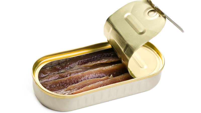 anchois à l'huile d'olive, en conserve, égouttés