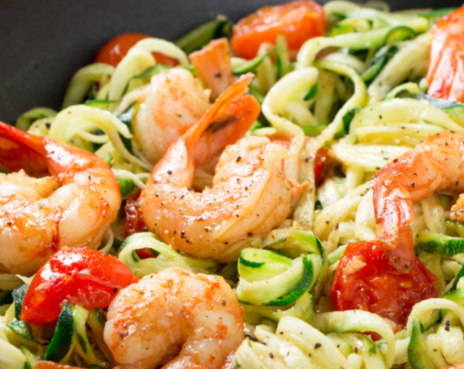 Recette de spaghetti courgettes et crevettes