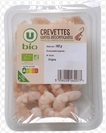 U BIO Crevettes décortiquées cuites nature 100 g — Alerte rappel : risque Listeria monocytogenes