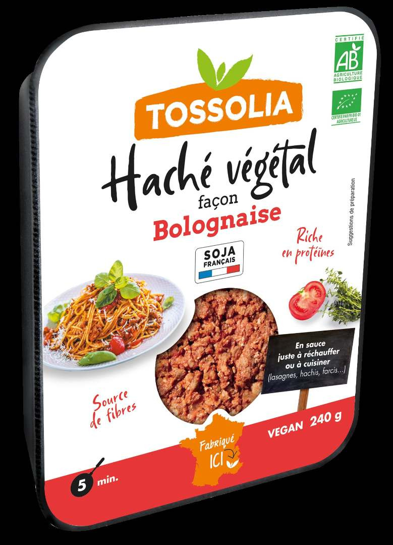Haché végétal façon bolognaise 240 g Tossolia – Alerte rappel : anomalie d’étiquetage (DLC/lot illisibles)
