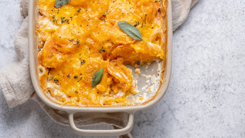 gratin de patate douce avec cheddar