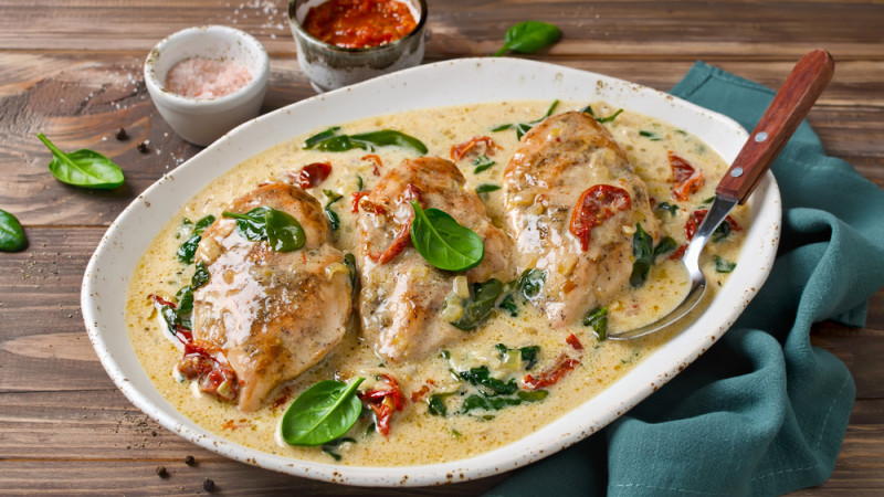 Poulet épinard et lait de coco