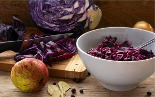 Salade de chou rouge, pomme et cranberry