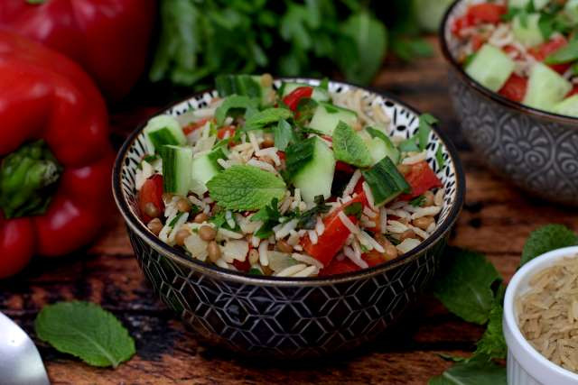 Riz complet aux lentilles à la libanaise