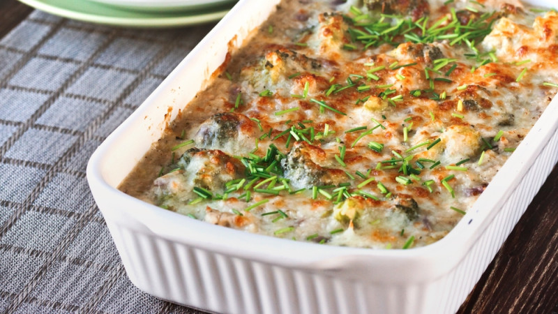 Gratin de Riz aux Champignons et Lardons
