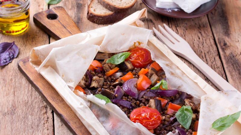 Salade de lentilles et d'aubergine