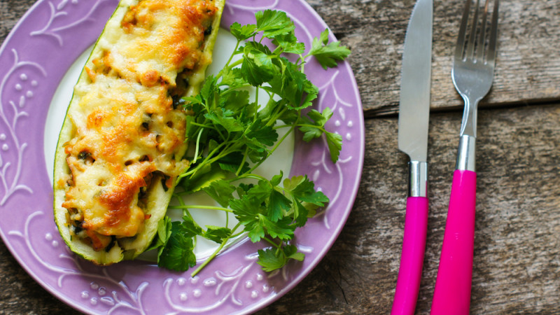Courgette farcie aux champignons