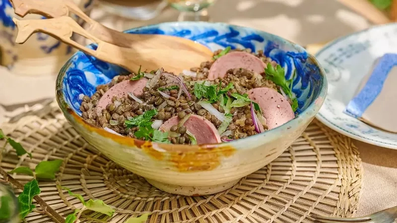 Recette de salade de lentilles à la lyonnaise