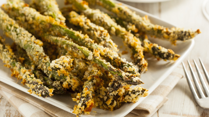 asperges couvertes de panko