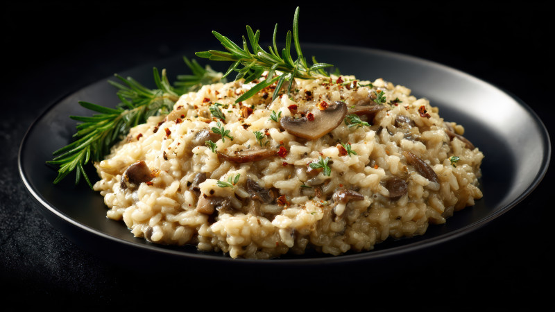 Risotto crémeux aux champignons et au romarin