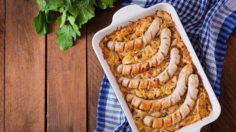 Saucisses de Munich au chou frit