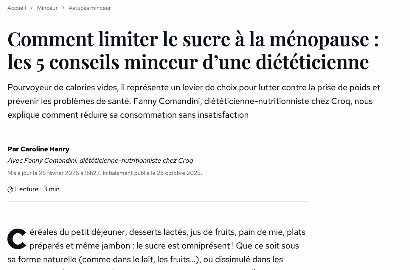 Article de Fanny Comandini dans Femme Actuelle