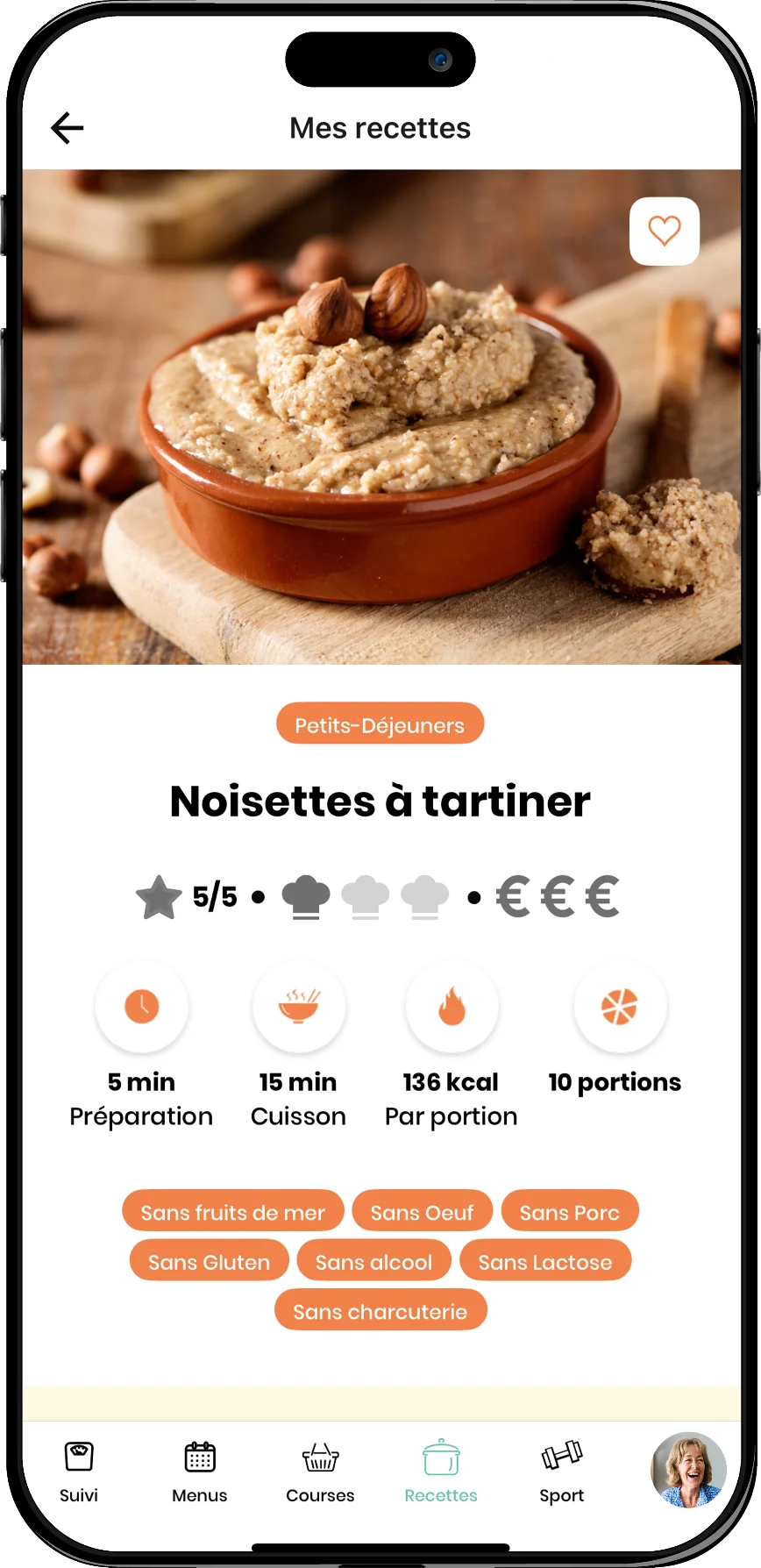 Écran de recette CROQ