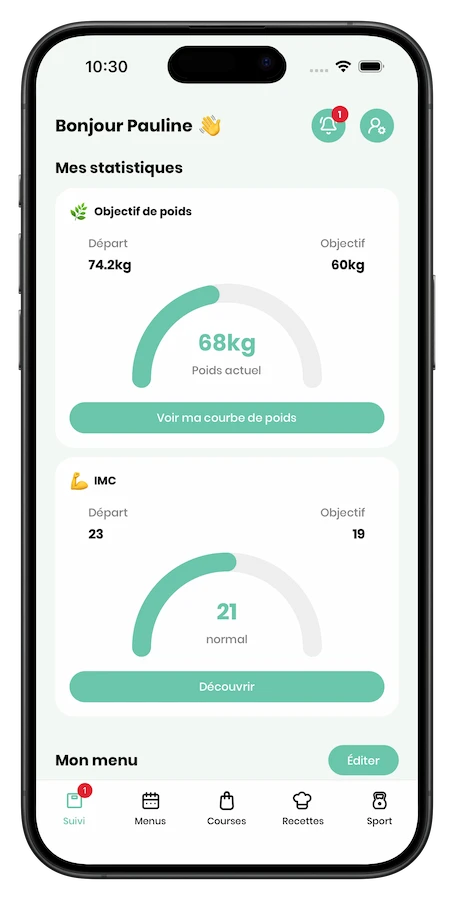 Application Croq-Kilos : mon suivi