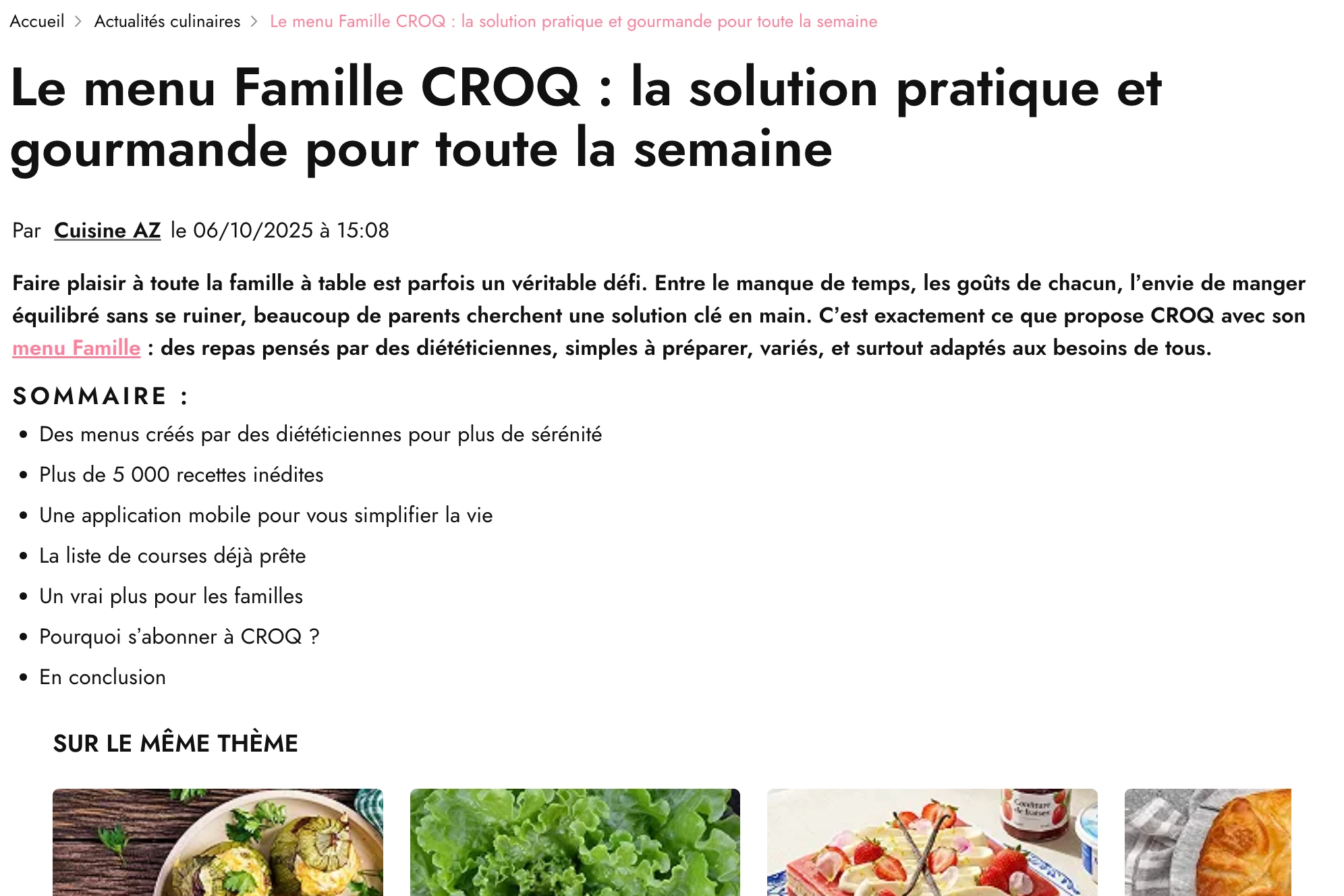 Article CROQ sur CuisineAZ